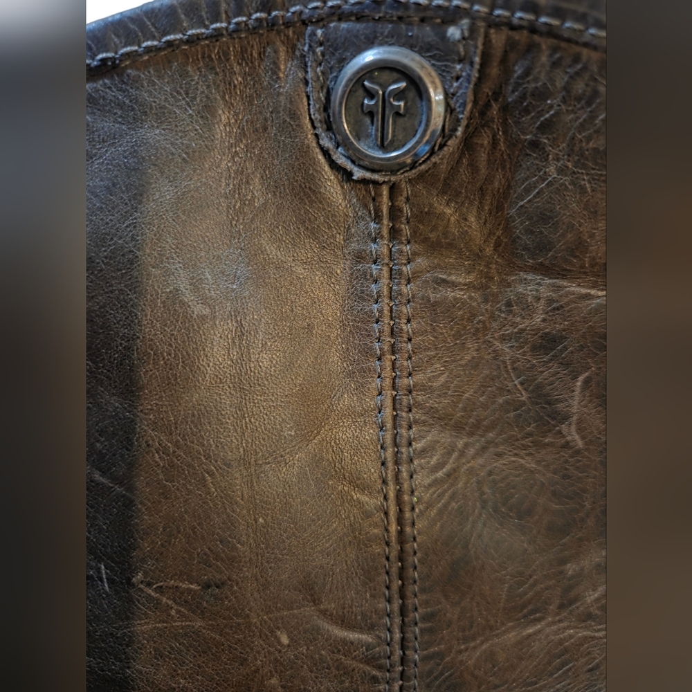 Frye Melissa Button Knee High Thrashed Distressed Leather Boots